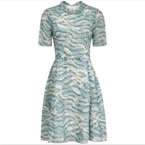 REISS Somerset Printed Dress Soft Green 8 - Picture 2 of 16